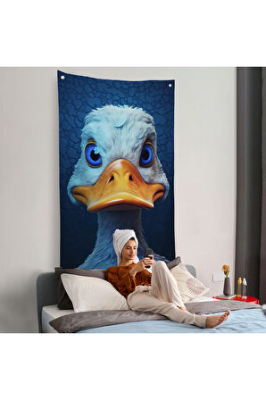 Mavi Gözlü Sevimli Ördek Duvar Örtüsü-7931