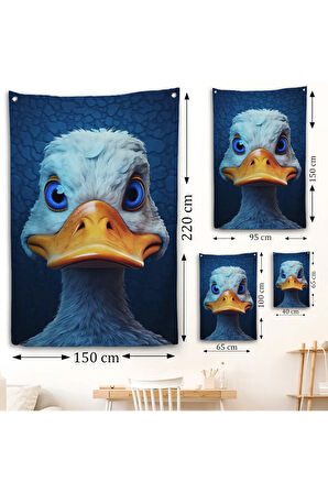 Mavi Gözlü Sevimli Ördek Duvar Örtüsü-7931