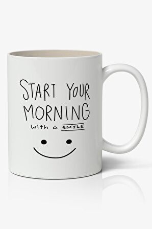 Start Your Morning Temalı Baskılı Kupa Bardak Baskılı Kahve Kupa Bardak