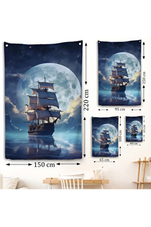 Gece Denizdeki Yelkenli Duvar Örtüsü-7933