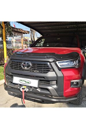 Toyota Hilux 4 Ön Kaput Koruma Rüzgarlığı 3mm Akrilik (abs) Parlak Siyah Deflektör 2021->