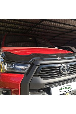 Toyota Hilux 4 Ön Kaput Koruma Rüzgarlığı 3mm Akrilik (abs) Parlak Siyah Deflektör 2021->