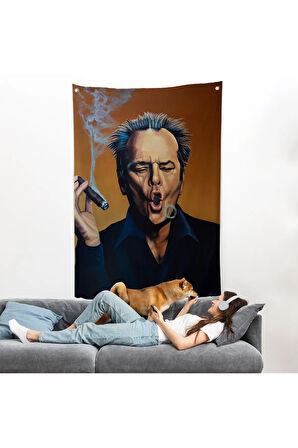 Puro İçen Jack Nicholson Duvar Örtüsü-7935