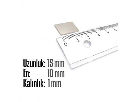 Neodyum Mıknatıs Köşeli  15x10mm , Kalınlık 1 mm ( 5 Adet)