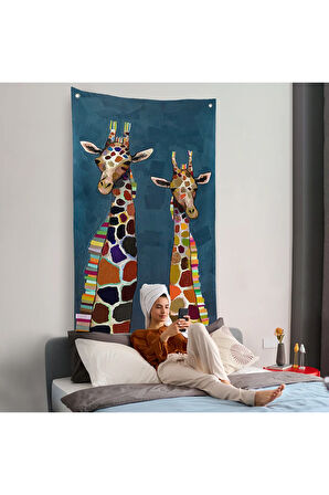 Sevimli Zürafalar Duvar Örtüsü-7940