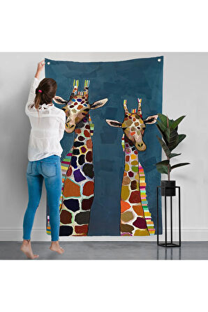 Sevimli Zürafalar Duvar Örtüsü-7940