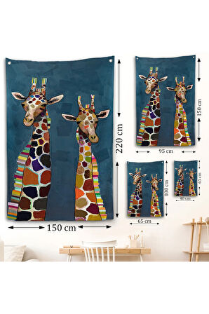Sevimli Zürafalar Duvar Örtüsü-7940