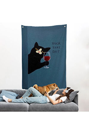 Fuck That Shit Kedi Duvar Örtüsü-7941