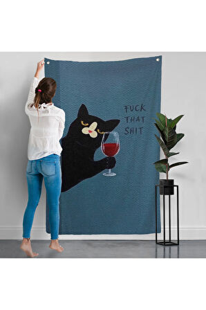 Fuck That Shit Kedi Duvar Örtüsü-7941