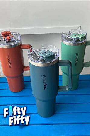Vagonlife Quencher Cup 1200 ML Pipetli/Rahat İçim Kulplu Paslanmaz Çelik Termos -FFVGN0581200ML