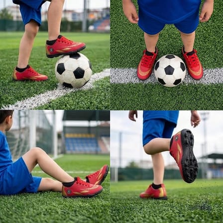Çocuk Halı Saha Futbol Ayakkabısı – Hafif, Kaymaz Tabanlı, Bağcıklı Kramponsuz Spor Ayakkabı