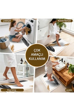 Banyo Paspası, Yumuşak Banyo Halısı, Kaymaz Dot Tabanlı, Yıkanabilir - 60x100