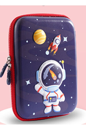 Petityu Kırmızı Fermuarlı Astronot Uzay Erkek Çocuk Kalem Kutusu