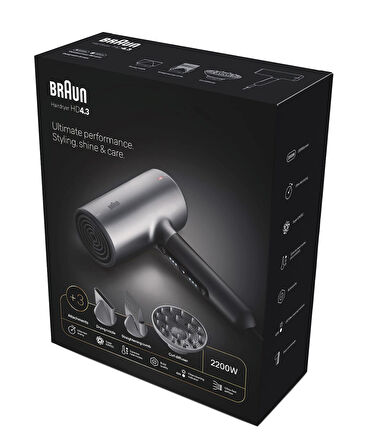 Braun BRHD435E HD4.3 IONTEC Difüzörlü Saç Kurutma Makinesi, 3 Başlıklı, 2200W