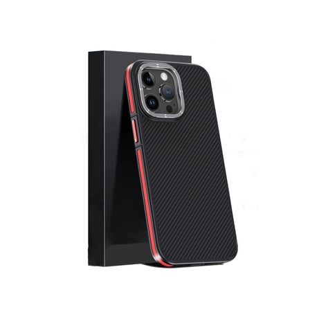 Joko Apple iPhone 15 Pro Kılıf Aramid 600D Kevlar Karbon Fiber Magsafe Kapak - Kırmızı