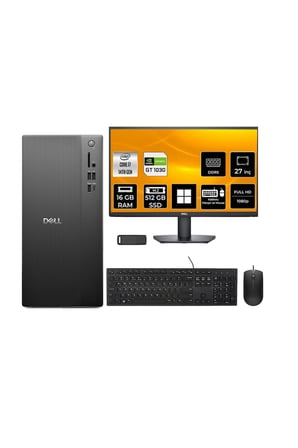 Pro Tower Essential QVT1260 Core i7 14700 GT 1030 4GB 16GB RAM 512GB SSD 27" FHD Win11 Pro BTO014QVT1260P1061 Masaüstü Bilgisayar + PER4 USB Bellek