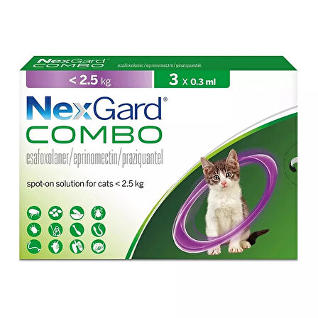 NexGard COMBO <2.5 Kg Yavru Kediler için 3 Pipet SKT:2026