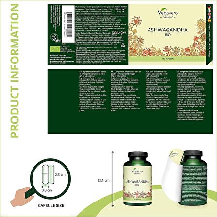 Ashwagandha Vegavero® 1800mg Root Powder 180 KAPSÜL