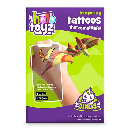 HoloToyz Tattoo Jurassic Dinos AR Uyumlu Geçici Dövme