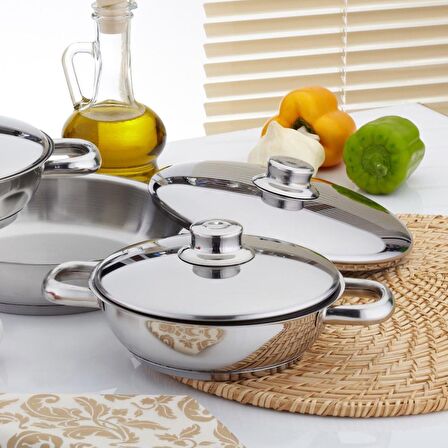 Gülsan Çelik Sahan Set 3 lü Çelik Kapaklı 16/18/20cm