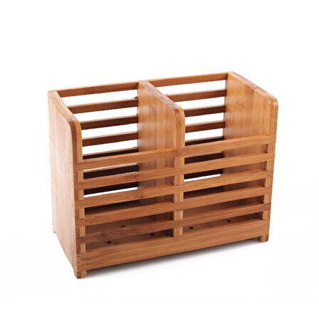 Bambu İkili Kaşıklık Bölmeli Kaşıklık 