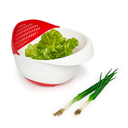 4 Litre Süzgeç Kenarlıklı Kap Kırmızı