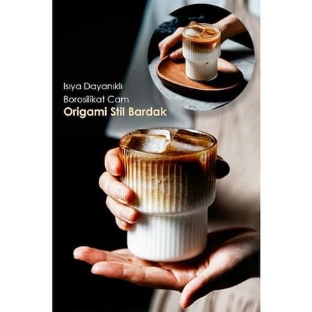 Cam Kupa Bardağı Origami Bardak 300ml