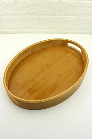 Bambu Tepsi Oval Servis Sunum Tepsi Büyük Boy 43*31cm