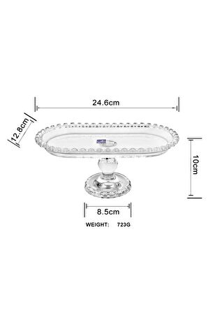 Lüks Cam Ayaklı Servis Sunumluk Oval 