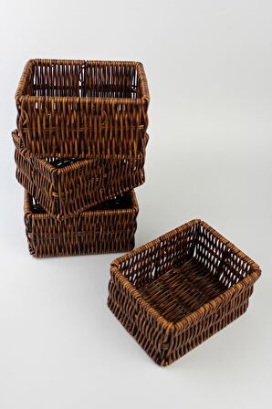 5 li Rattan Bölmeli Organizer Kutu 