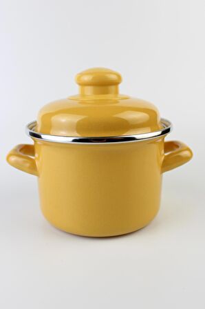 Lüks Emaye Mini Tencere 12cm 900ml Sarı