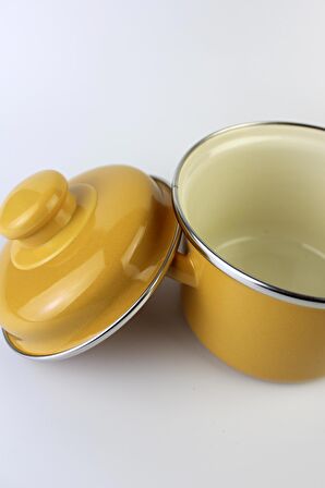 Lüks Emaye Mini Tencere 12cm 900ml Sarı
