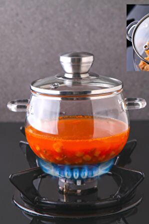 Borosilikat Cam Tencere 1200ml Isıya Dayanıklı 3624