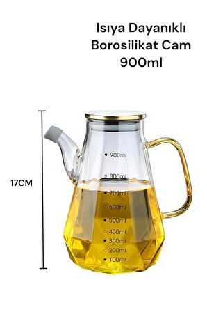 Borosilikat Cam Yağlık Sirkelik 900ml Sarı Kulp 