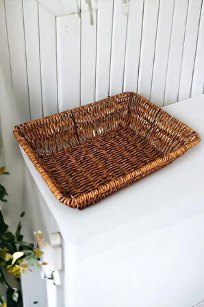 Hasır Rattan Ekmeklik Ekmek Sepeti Dikdörtgen 26*19cm