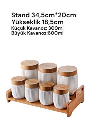 7'Li Bambu Kapaklı Baharatlık Baharat Takımı Seti 3503