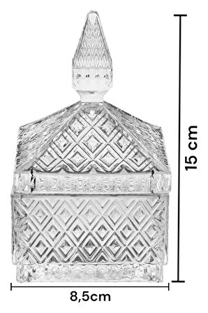 Lüks Kristal Cam Şekerlik Lokumluk Kare