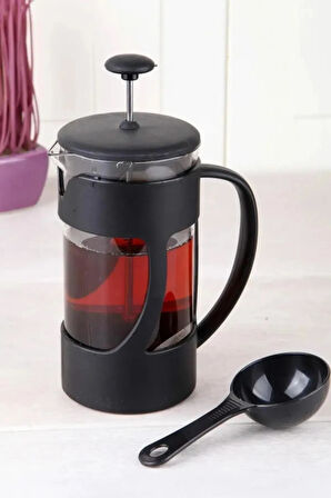 Ölçü Kaşıklı French Press Filtre Kahve Ve Bitki Çayı Demliği 350 ML