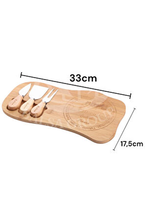 Bambu 4 Parça Peynir Sunum Tahtası Seti 33cm bmb43