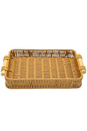 Plastik Rattan Tepsi Dikdörtgen Orta Boy 39*26cm 