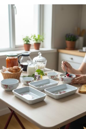 6 Parça Çiçekli Kahvaltı Sunum Seti, Kahvaltılık