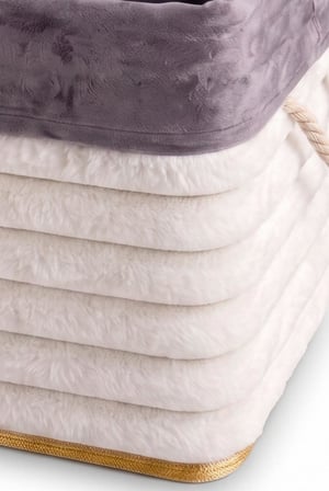 Katlanır Bambu Kirli Çamaşır Sepeti Peluş Kaplamalı Beyaz