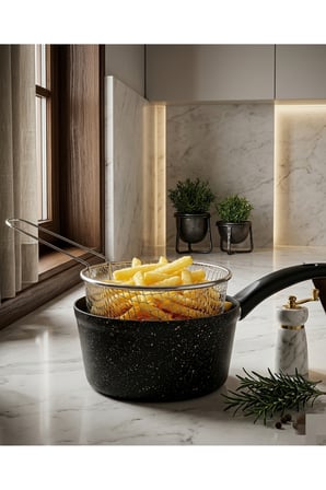 Granit Kızartma Tavası 20cm Patates Cips Fritöz Telli Kızartma Tenceresi Sütlük