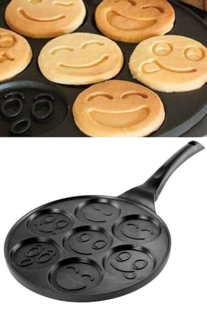 Döküm Granit Kaplama Emoji Pankek Tavası Pancake Siyah 28cm 