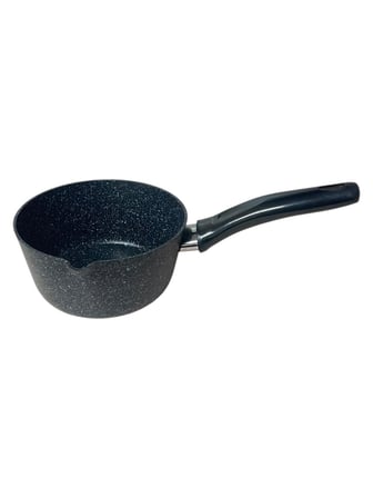 16 cm Granit Görünümlü Sütlük Cezve | Pyrex Cam Kapaklı | Sosluk & Mini Tencere