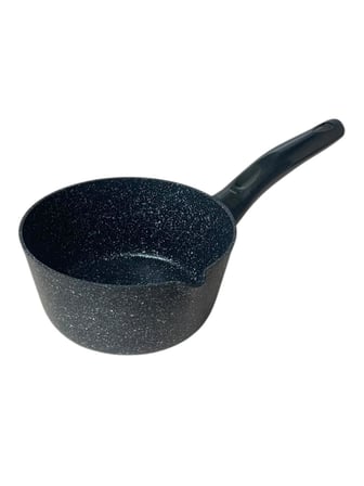 16 cm Kapaklı Granit Görünümlü Sütlük Cezve | Pyrex Cam Kapaklı | Sosluk & Mini Tencere