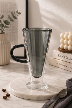 4'lü Çift Cidarlı Cam Latte Bardağı | Isıya Dayanıklı Borosilikat Cam | 230 ml