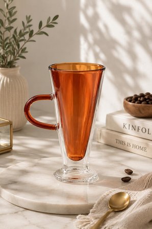 4'lü Çift Cidarlı Cam Latte Bardağı | Isıya Dayanıklı Borosilikat Cam | 230 ml