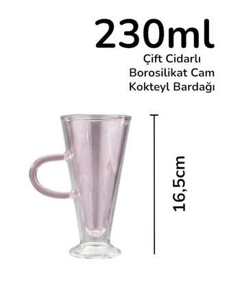 4'lü Çift Cidarlı Cam Latte Bardağı | Isıya Dayanıklı Borosilikat Cam | 230 ml