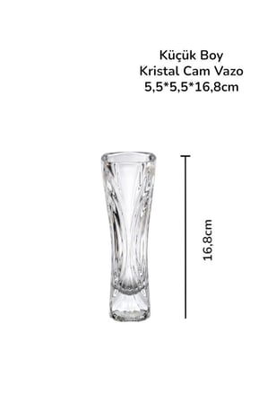 Kristal Cam Dekoratif Vazo 16,8 cm – Şeffaf Çiçek Vazosu